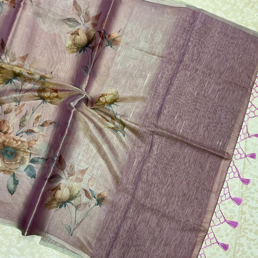 TISSUE FLORAL PRINTED SAREE