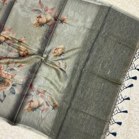 TISSUE FLORAL PRINTED SAREE