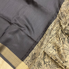 KALAMAKARI TUSSAR SAREE WITH  KATHA BORDER