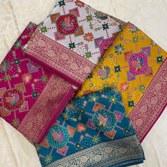 IKAT EMBROIDERY SAREE