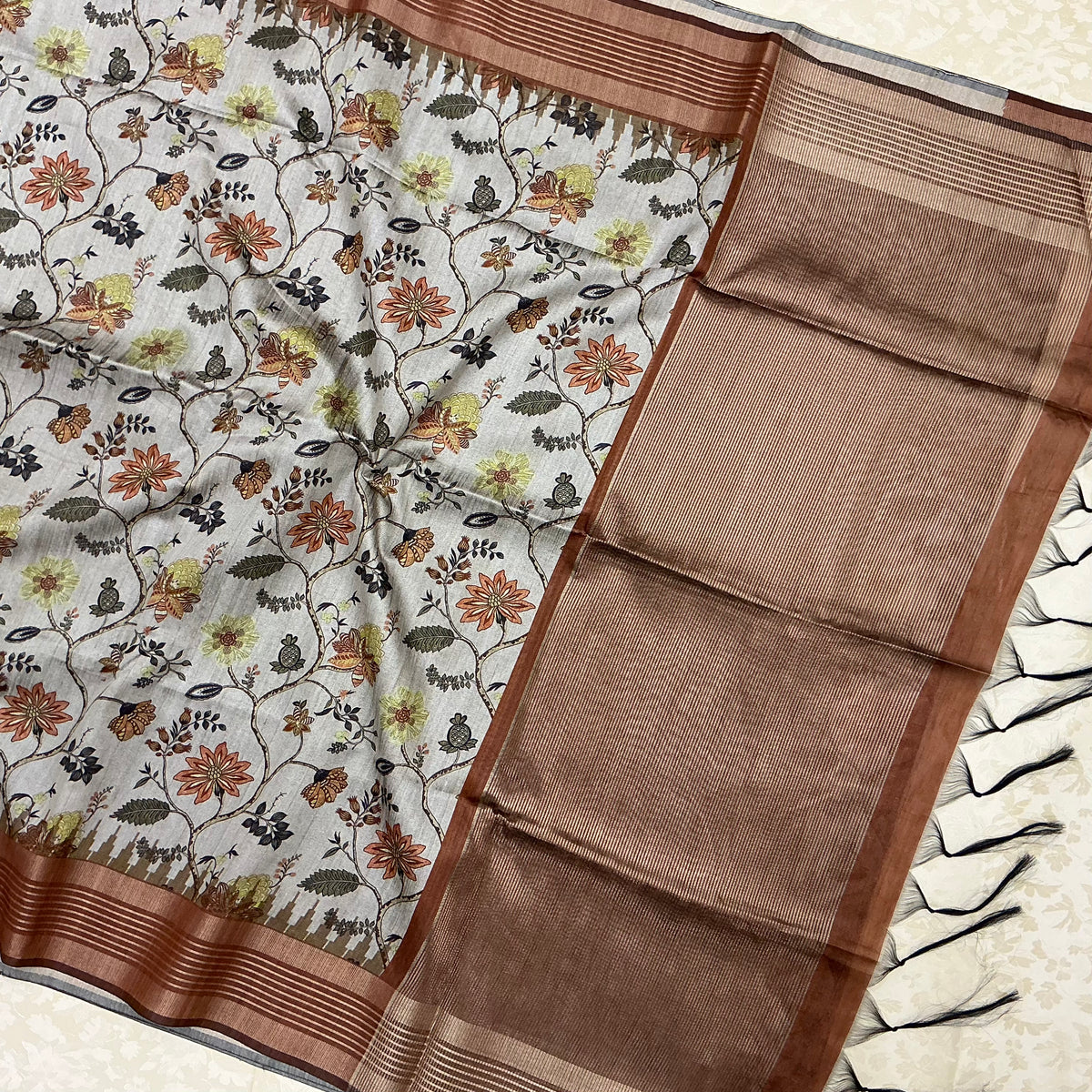 TUSSAR PRINTED SAREE
