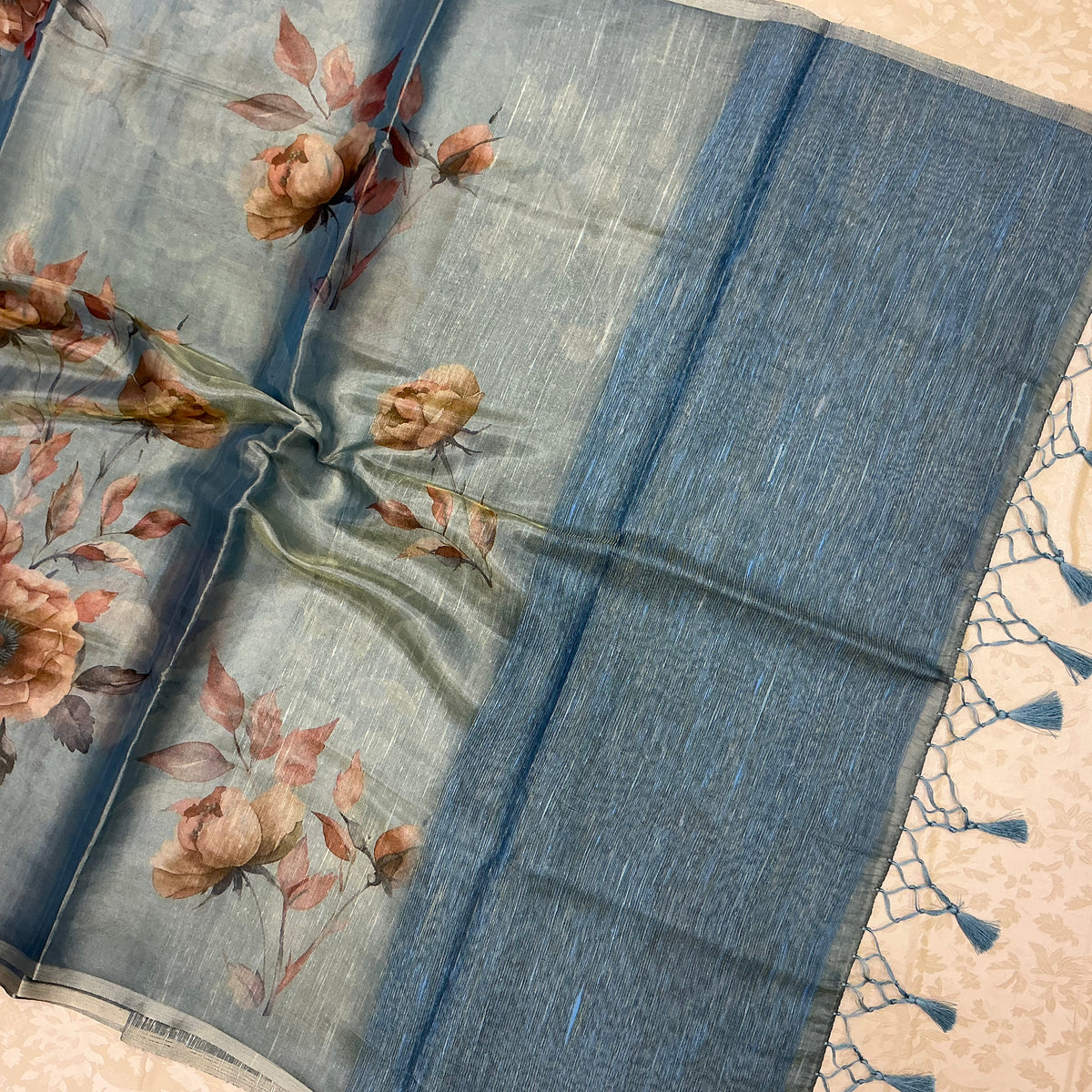 TISSUE FLORAL PRINTED SAREE