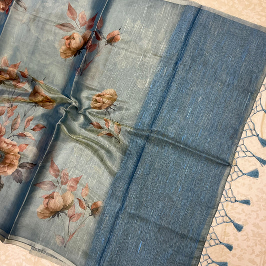 TISSUE FLORAL PRINTED SAREE