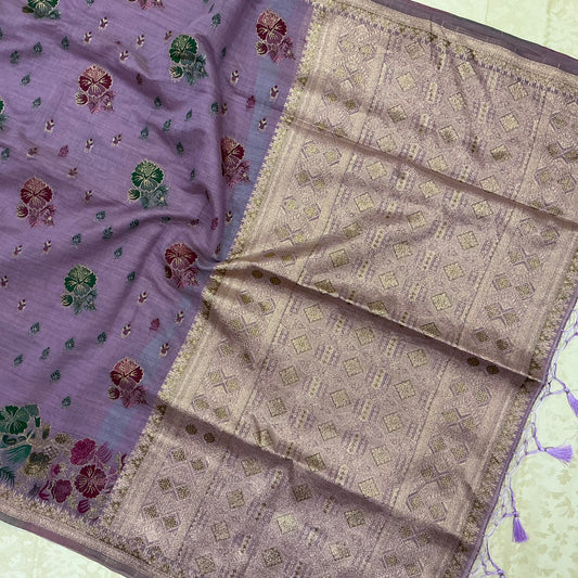 Art Moga Cotton Saree in soft luxurious lavender lilac shade