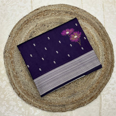 Art Dupion Silk Saree in deep plum-purple base