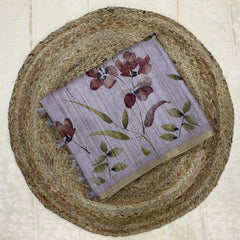 Handloom Tusser Silk Saree in pastel lilac-grey base