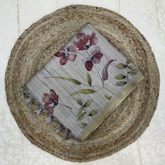 Handloom Tusser Silk Saree in warm beige-grey base