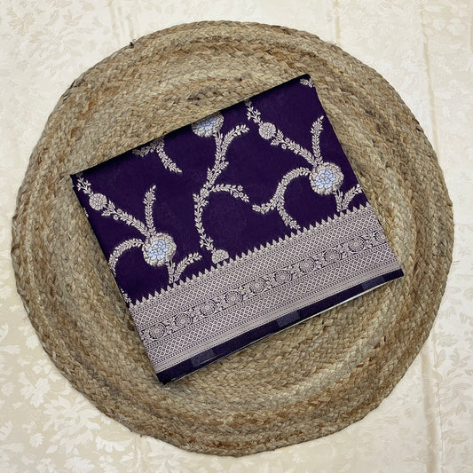 Art Dupion Silk Saree in deep plum-purple base