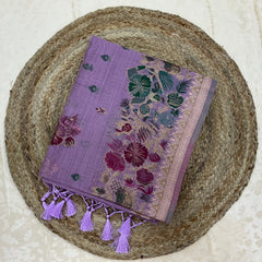 Art Moga Cotton Saree in soft luxurious lavender lilac shade
