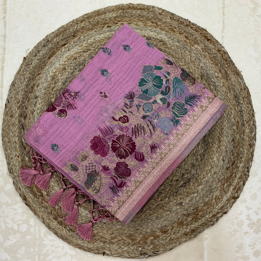 Art Moga Cotton Saree in soft pink shade