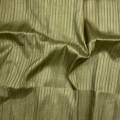 Handloom Tusser Silk Saree in sage green base with vertical textured lines