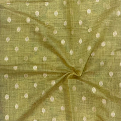 Art Moga Cotton Saree in olive mustard yellow shade