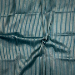 Handloom Tusser Silk Saree in teal blue base with vertical textured lines