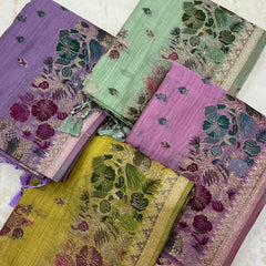 Art Moga Cotton Saree in soft luxurious lavender lilac shade