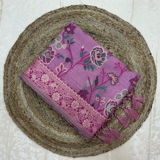 Art Moga Cotton Saree in mauve rose pink shade