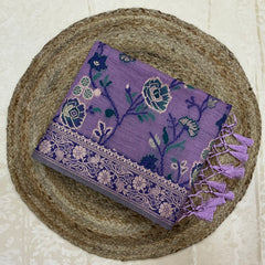 Art Moga Cotton Saree in luxurious lavender orchid shade